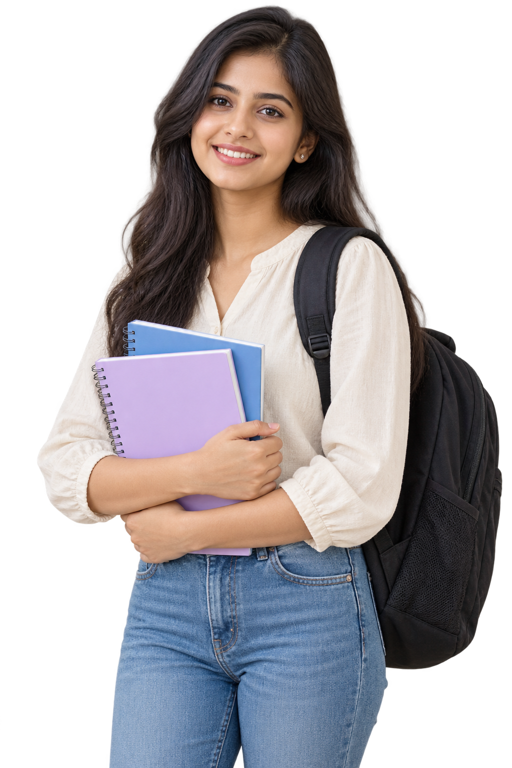 Student ambassador holding notebooks